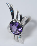 Sterling Silver Amethyst Ribbony Finger Ring - Size 8