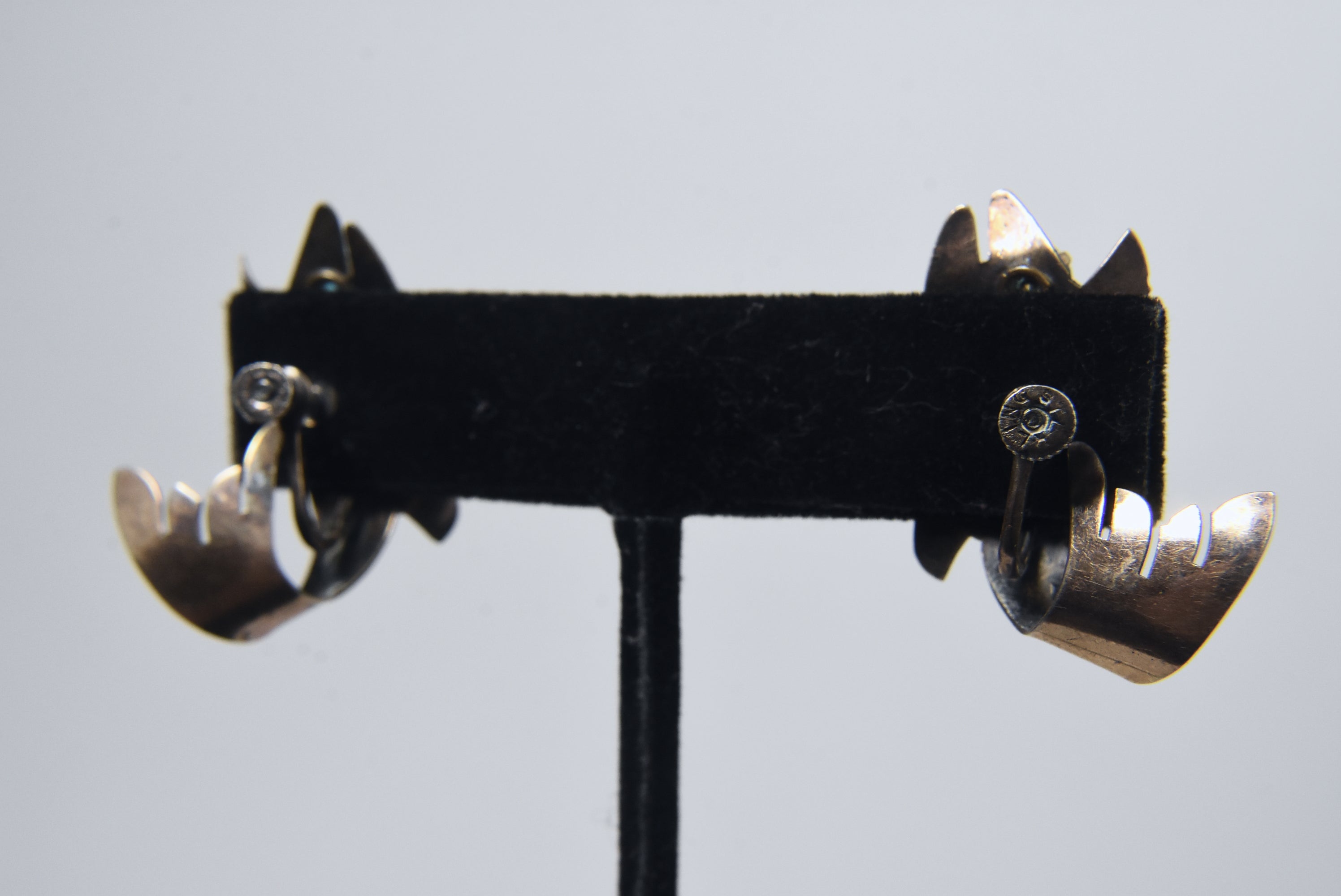 Handmade Vintage Sterling Silver Fish Screw Back Earrings