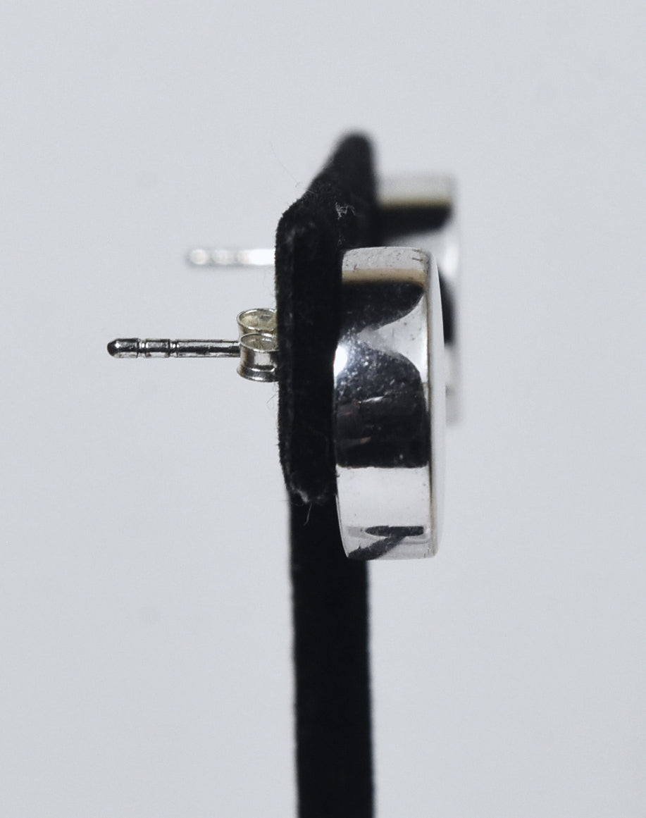 Large Sterling Silver Flat Stud Earrings