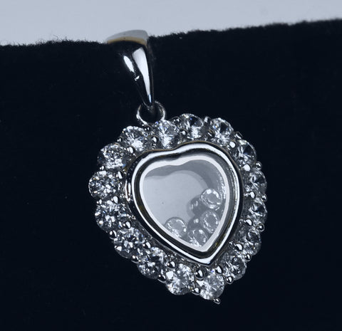 Dee Berkley - Sterling Silver Floating Crystals Heart Pendant