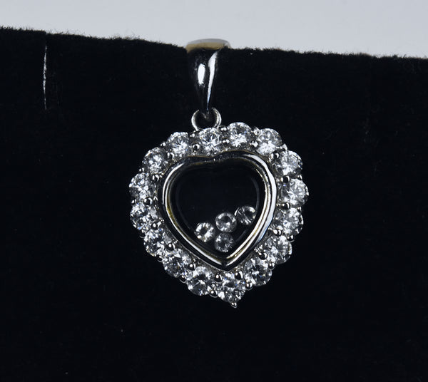 Dee Berkley - Sterling Silver Floating Crystals Heart Pendant