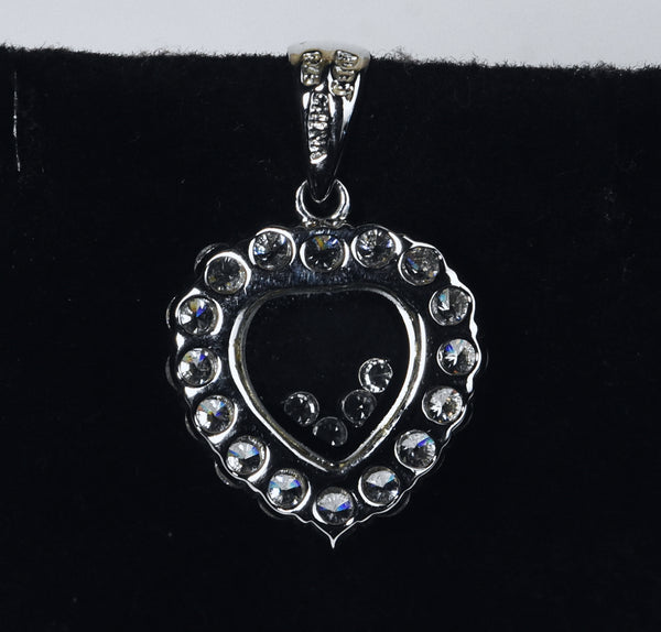 Dee Berkley - Sterling Silver Floating Crystals Heart Pendant