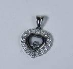 Dee Berkley - Sterling Silver Floating Crystals Heart Pendant
