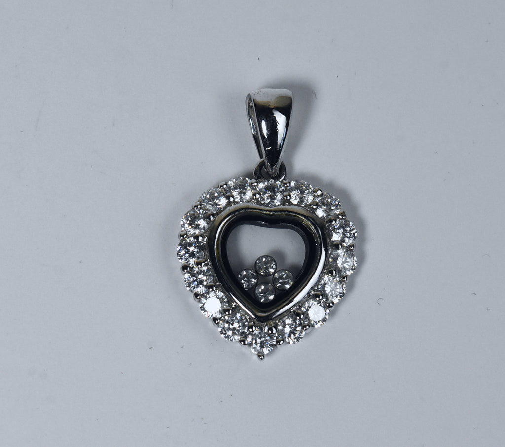 Dee Berkley - Sterling Silver Floating Crystals Heart Pendant