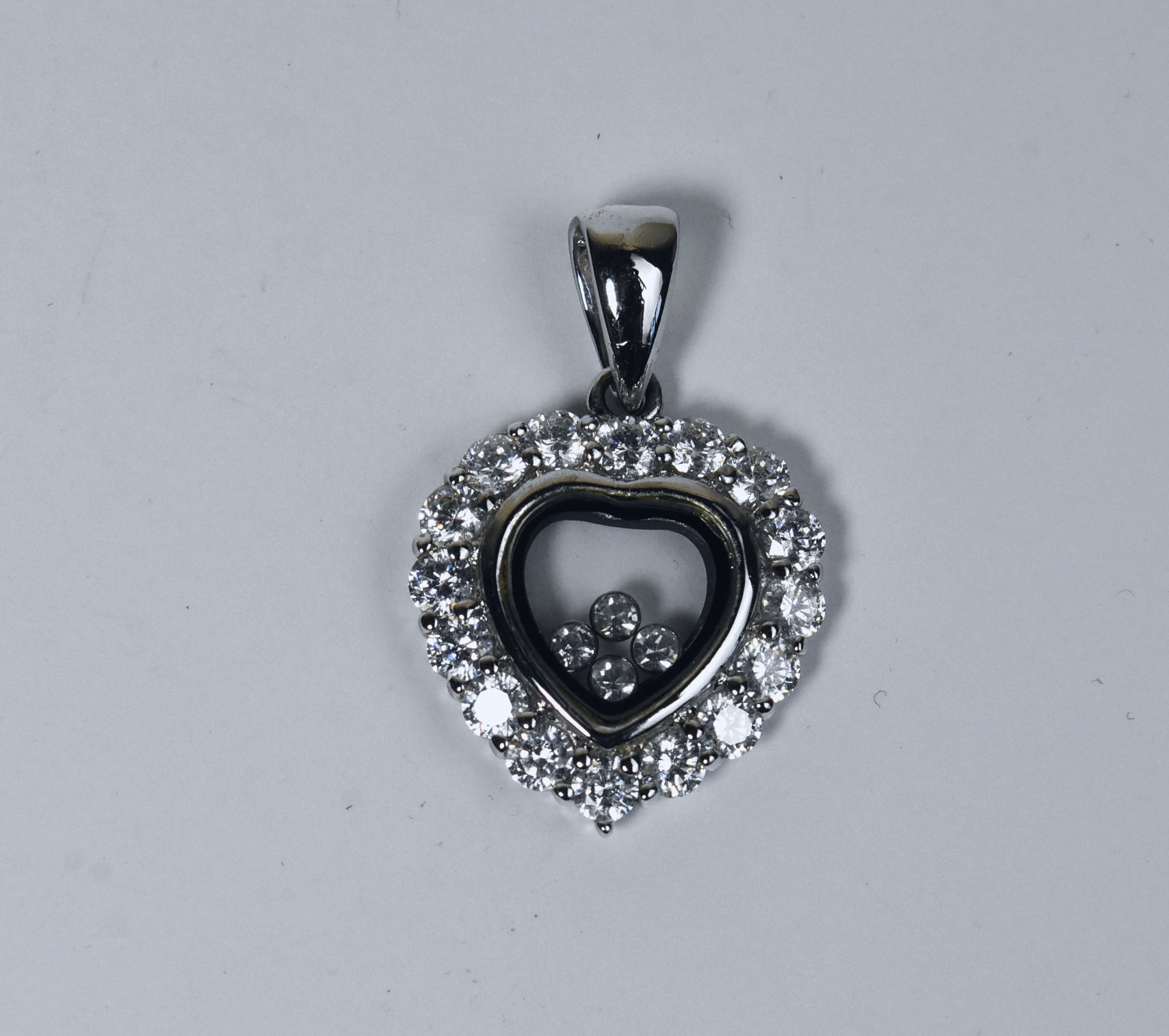 Dee Berkley - Sterling Silver Floating Crystals Heart Pendant