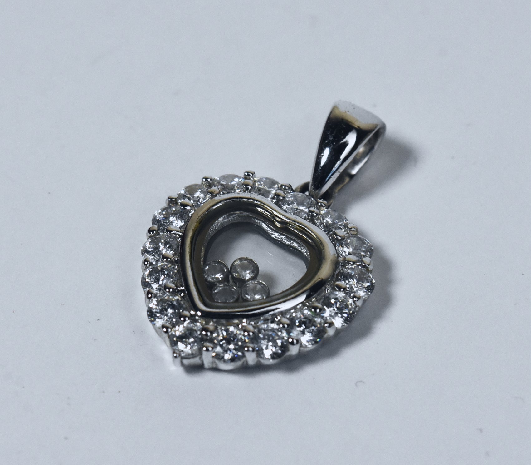 Dee Berkley - Sterling Silver Floating Crystals Heart Pendant