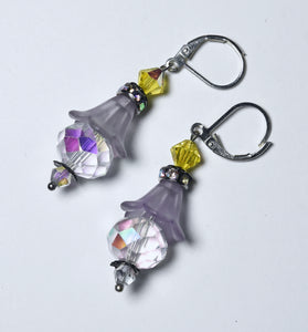 Sterling Silver Glass Flower Bead Earrings