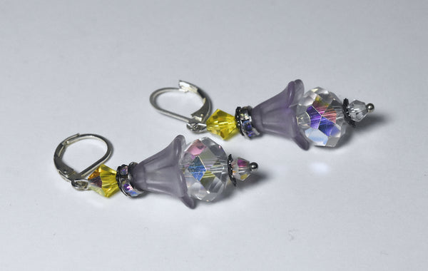 Sterling Silver Glass Flower Bead Earrings