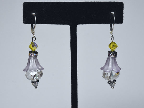 Sterling Silver Glass Flower Bead Earrings