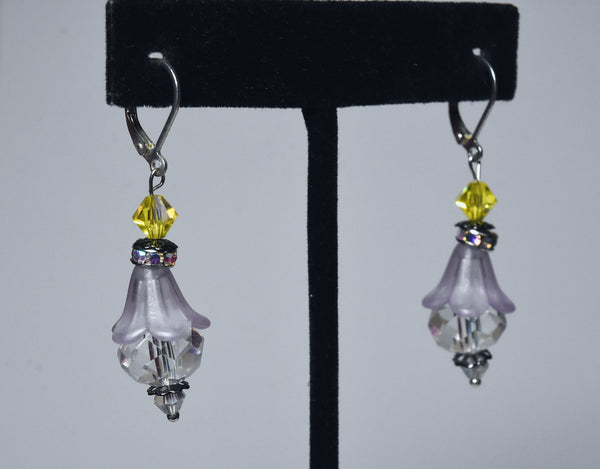 Sterling Silver Glass Flower Bead Earrings