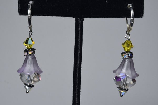 Sterling Silver Glass Flower Bead Earrings