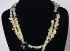 Fluorite, Citrine, Snowflake Obsidian Chip Bead Single Strand Opera Necklace