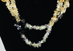 Fluorite, Citrine, Snowflake Obsidian Chip Bead Single Strand Opera Necklace