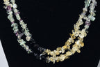 Fluorite, Citrine, Snowflake Obsidian Chip Bead Single Strand Opera Necklace