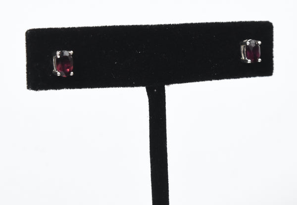 Garnet Sterling Silver Stud Earrings