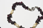 Red Garnet and Freshwater Pearl Beaded Bracelet