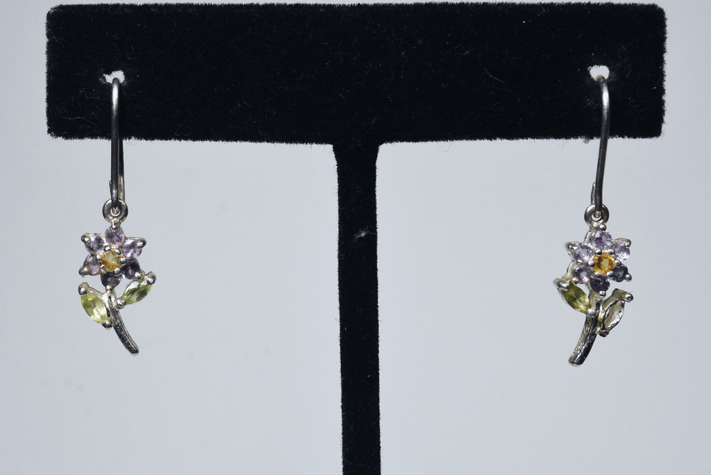 Gemstone Flower Earrings