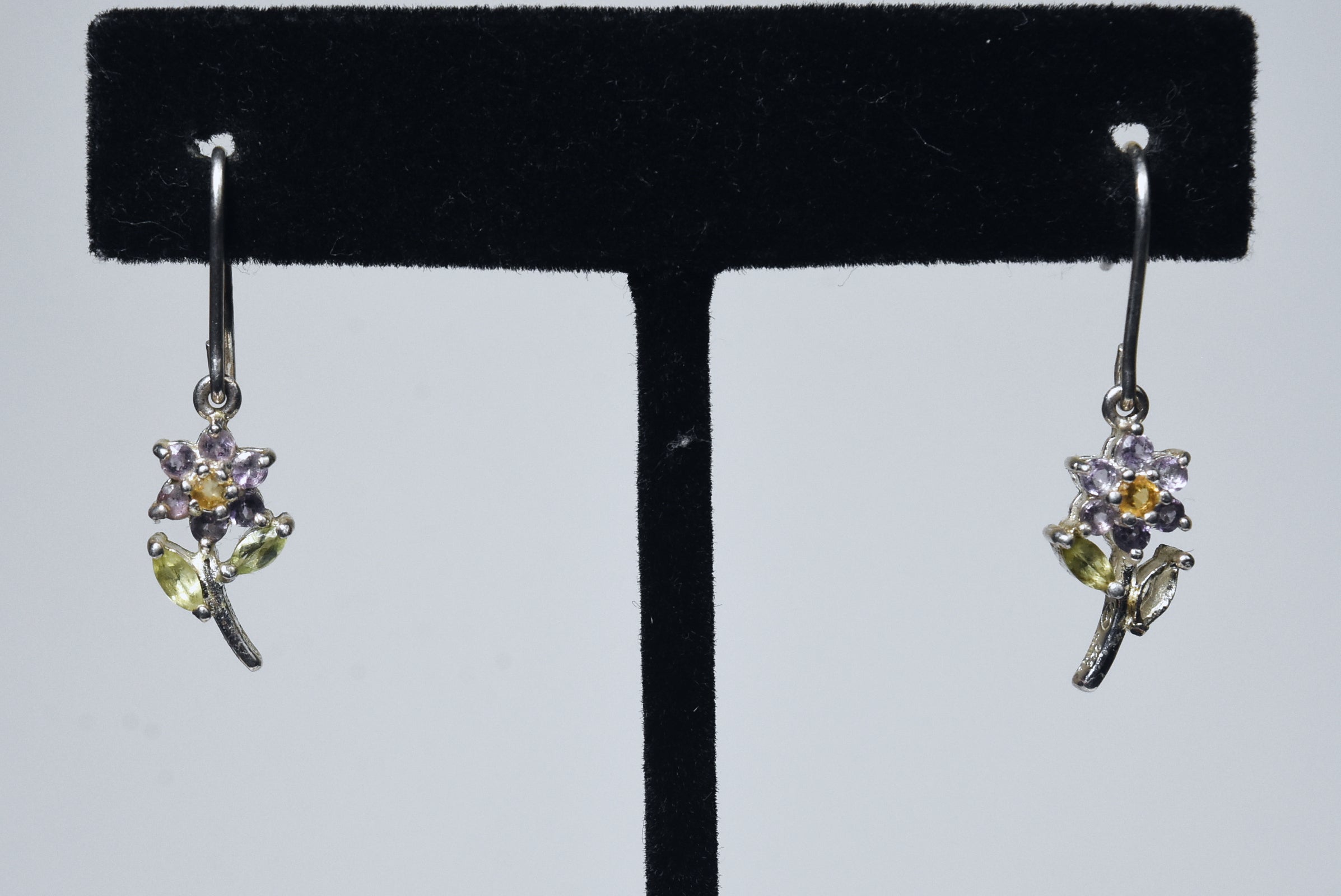 Gemstone Flower Earrings
