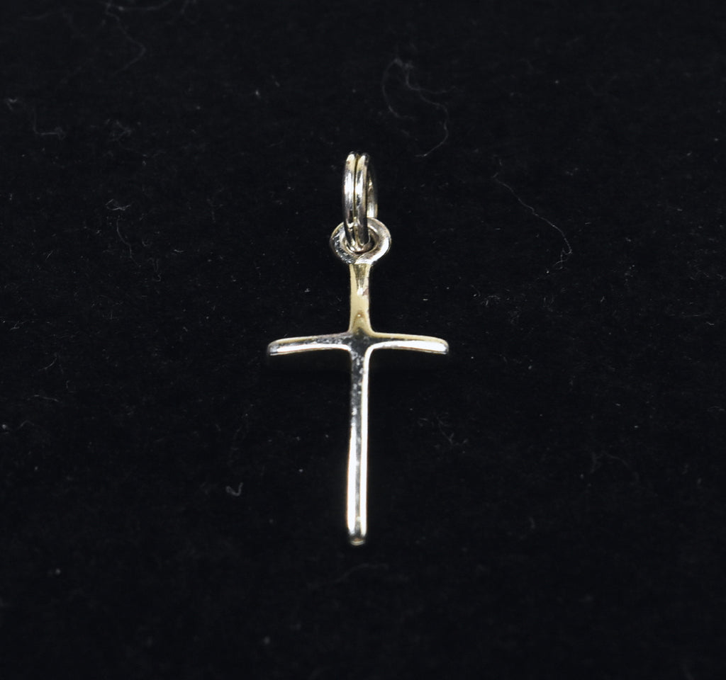 Gold Tone Sterling Silver Arched Top Cross Pendant/Charm