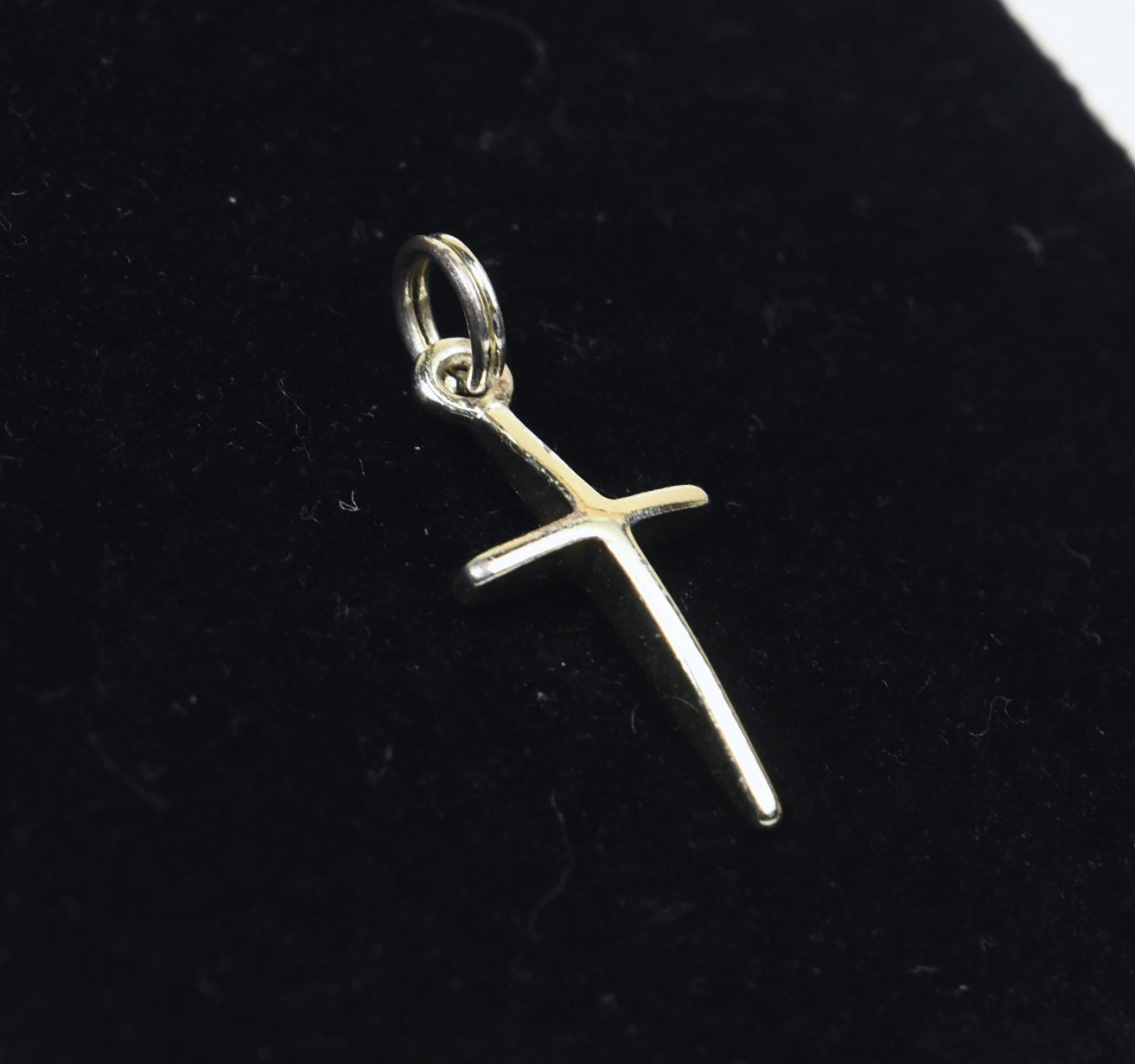 Gold Tone Sterling Silver Arched Top Cross Pendant/Charm