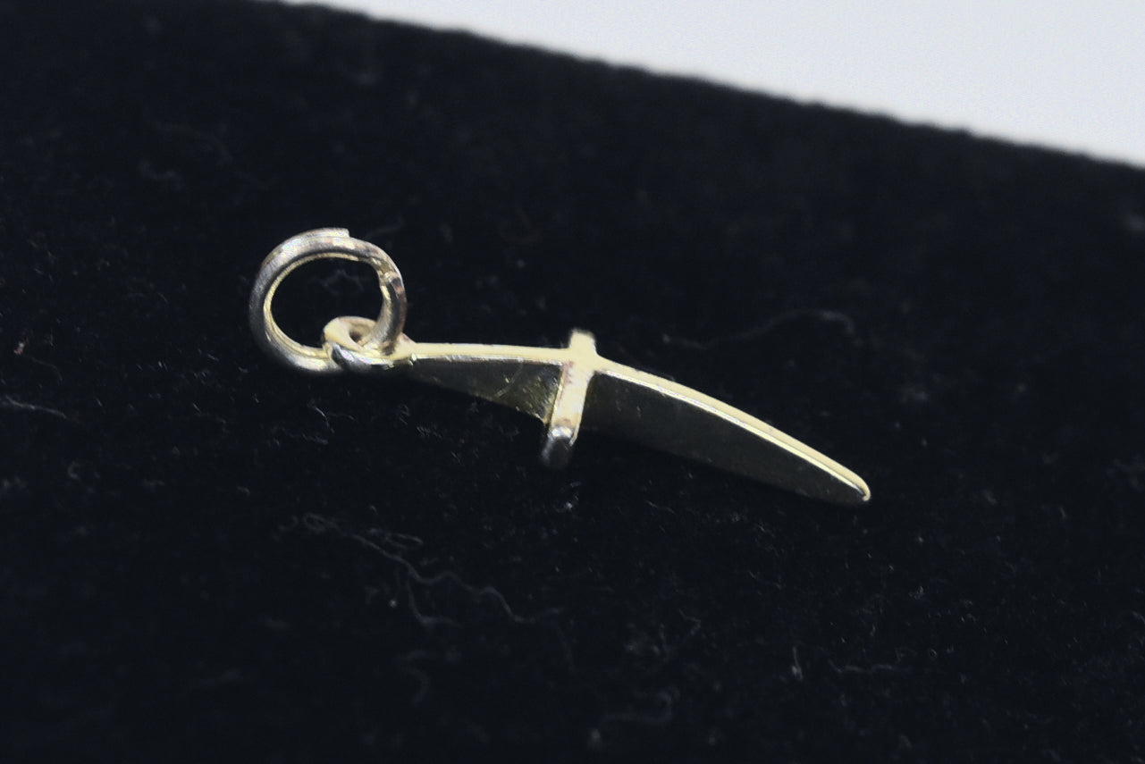 Gold Tone Sterling Silver Arched Top Cross Pendant/Charm