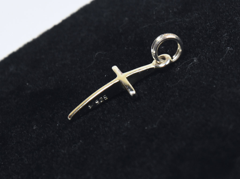 Gold Tone Sterling Silver Arched Top Cross Pendant/Charm