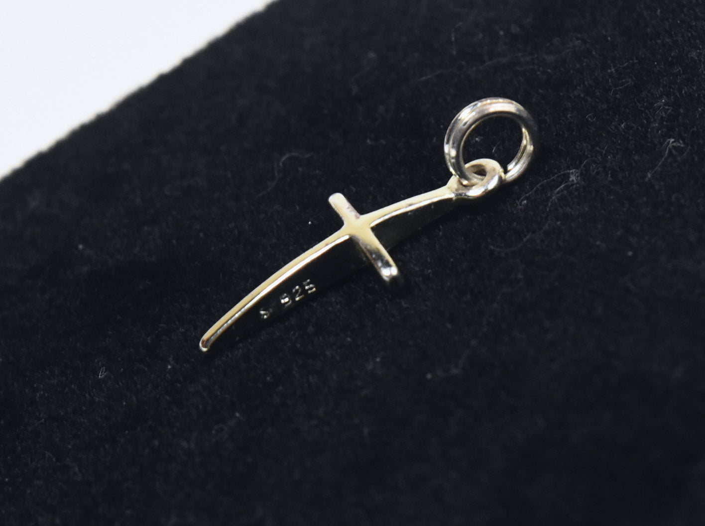 Gold Tone Sterling Silver Arched Top Cross Pendant/Charm