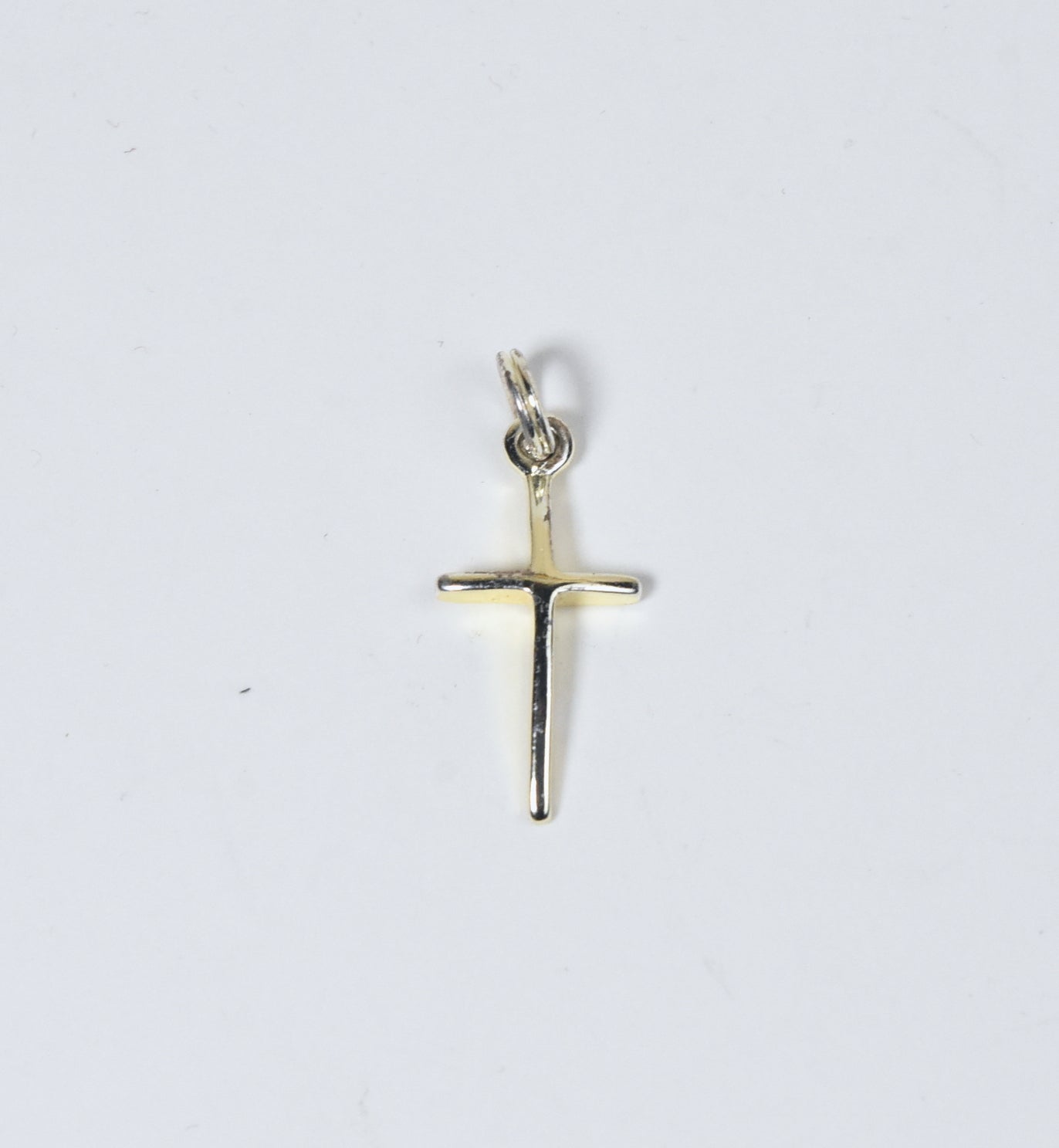 Gold Tone Sterling Silver Arched Top Cross Pendant/Charm