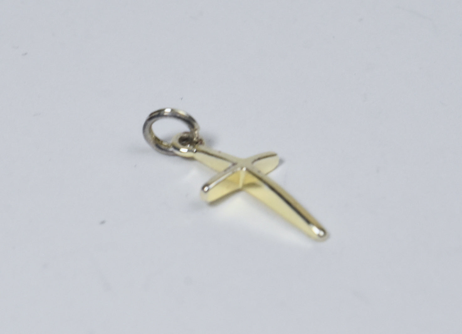 Gold Tone Sterling Silver Arched Top Cross Pendant/Charm