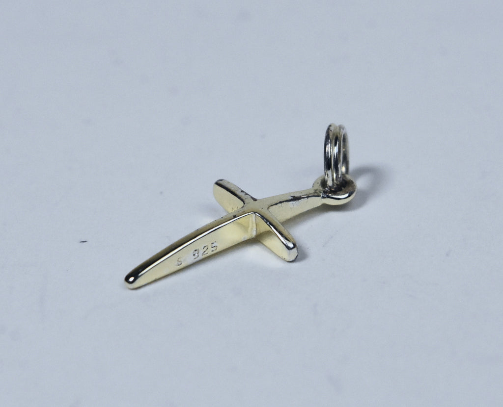 Gold Tone Sterling Silver Arched Top Cross Pendant/Charm