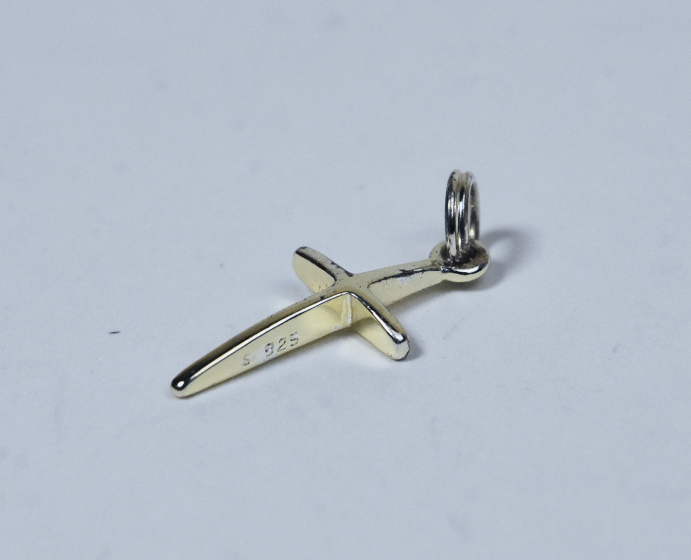 Gold Tone Sterling Silver Arched Top Cross Pendant/Charm