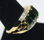 Gold Tone Imitation Emerald Ring - Size 9.25