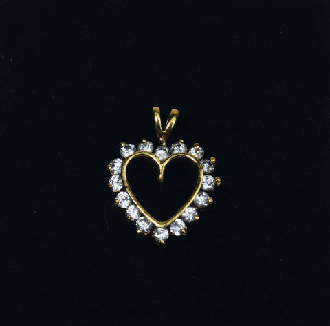 Gold Tone Crystal Studded Heart Pendant
