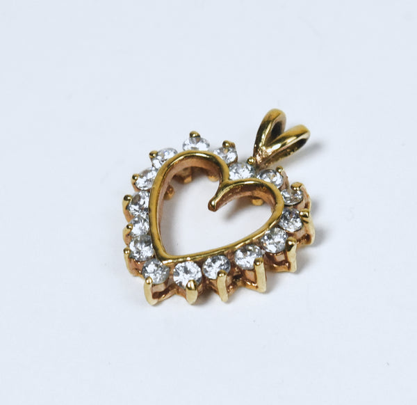 Gold Tone Crystal Studded Heart Pendant