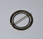 Vintage Gold Tone Hoop Brooch with Filigree