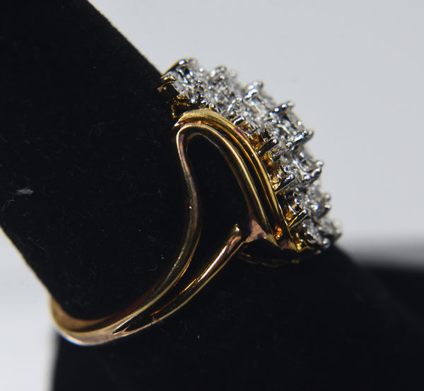 Gold Plated Sterling Silver Diamond Ring - Size 7