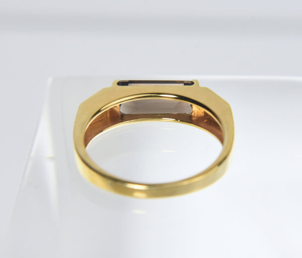 Vermeil Gold Modern Design Ring with Smoky Quartz - Size 7