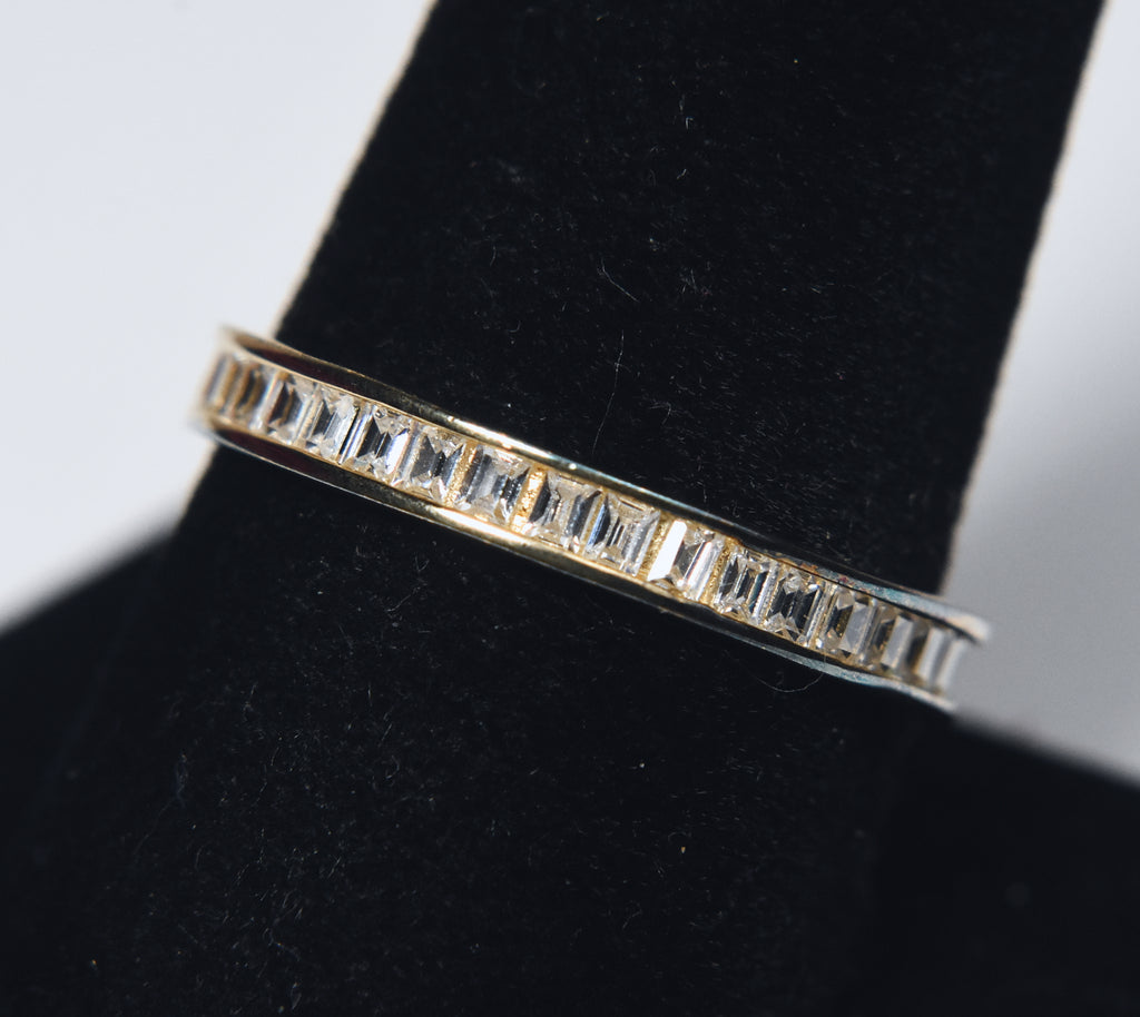 Gold Tone sterling Silver Band Channel Set - Size 9