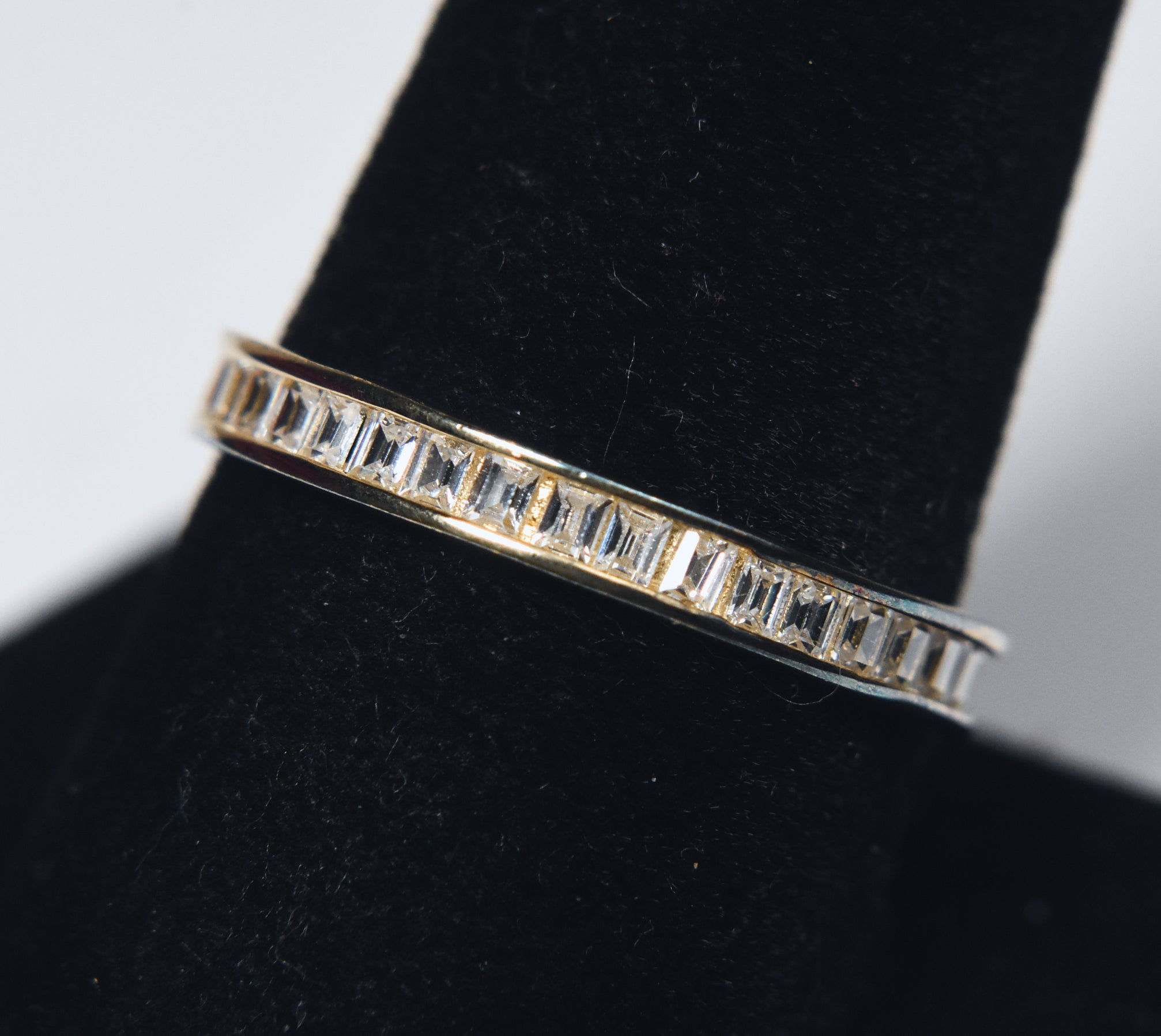 Gold Tone sterling Silver Band Channel Set - Size 9
