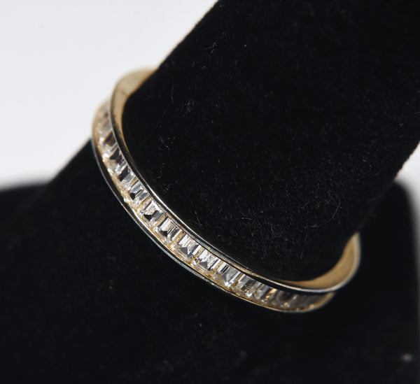 Gold Tone sterling Silver Band Channel Set - Size 9