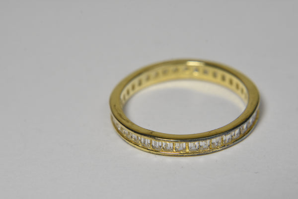 Gold Tone sterling Silver Band Channel Set - Size 9