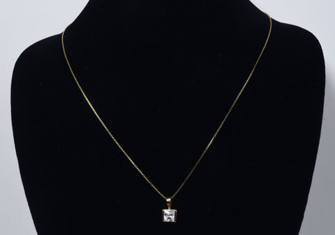 Ross-Simons - Gold Vermeil Square Cubic Zirconia Pendant on Gold Vermeil Chain - 18"