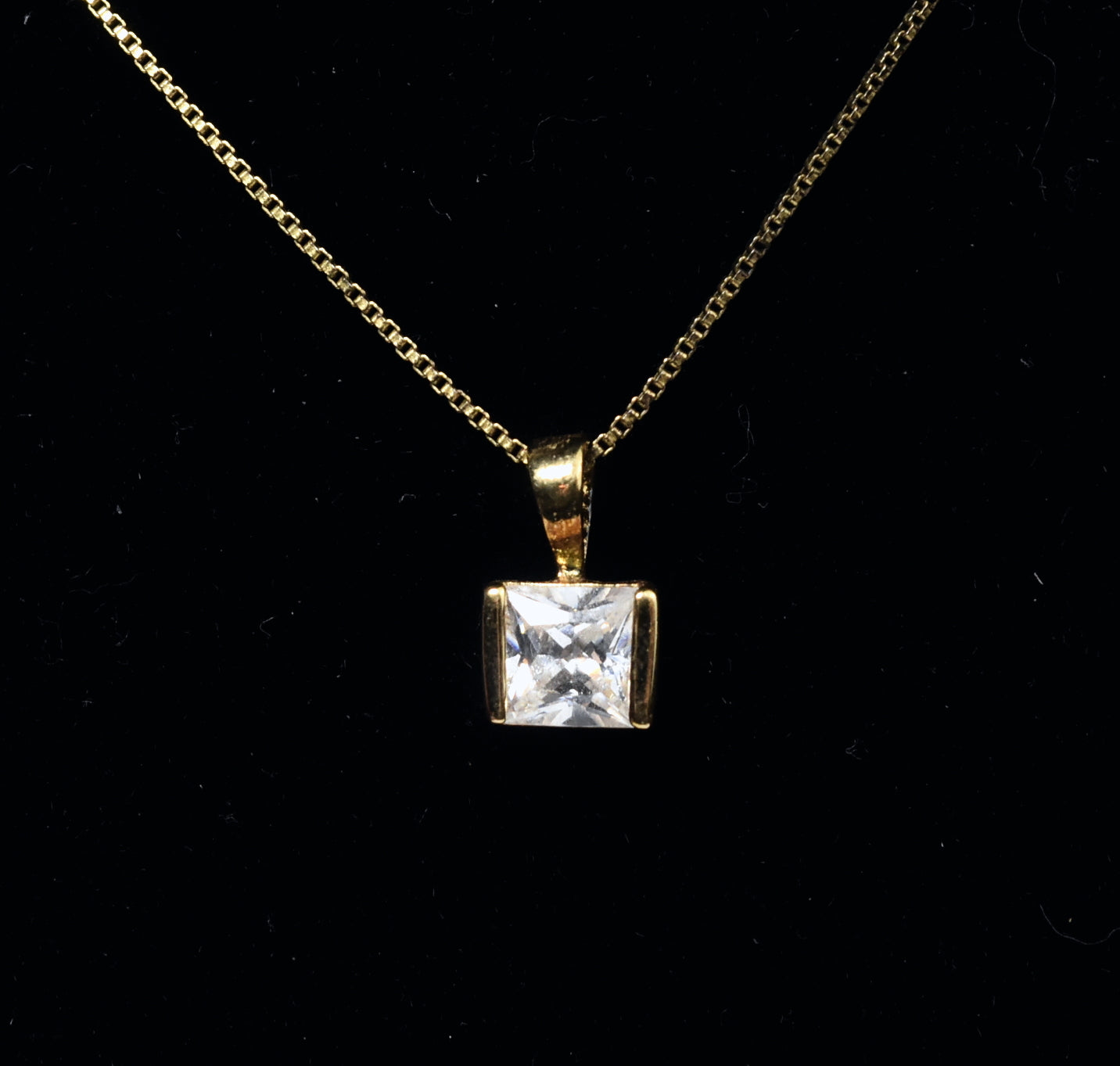 Ross-Simons - Gold Vermeil Square Cubic Zirconia Pendant on Gold Vermeil Chain - 18"