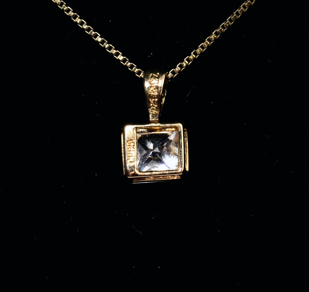 Ross-Simons - Gold Vermeil Square Cubic Zirconia Pendant on Gold Vermeil Chain - 18"