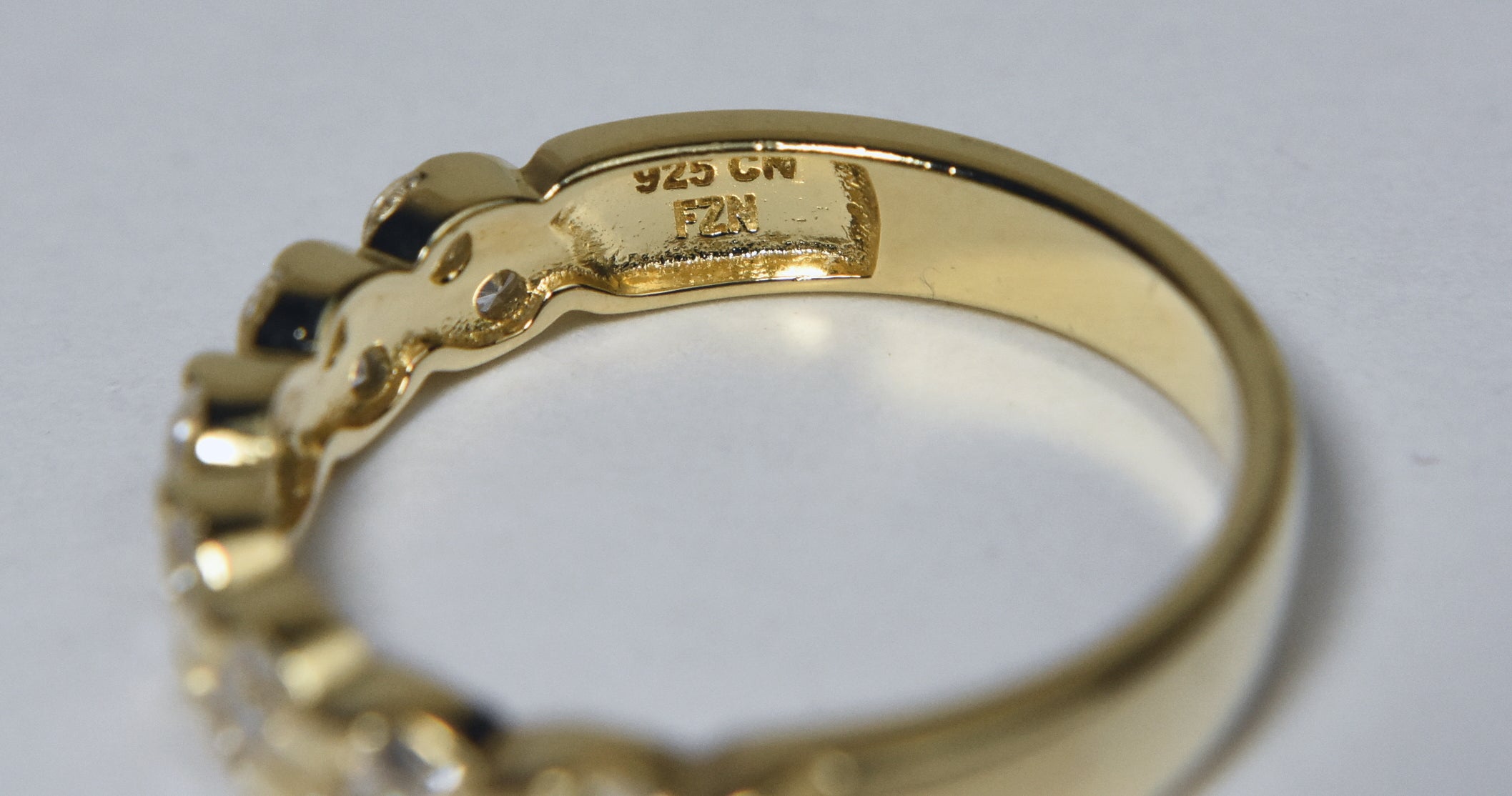 Gold Tone Sterling Silver Channel Set Ring - Size 8