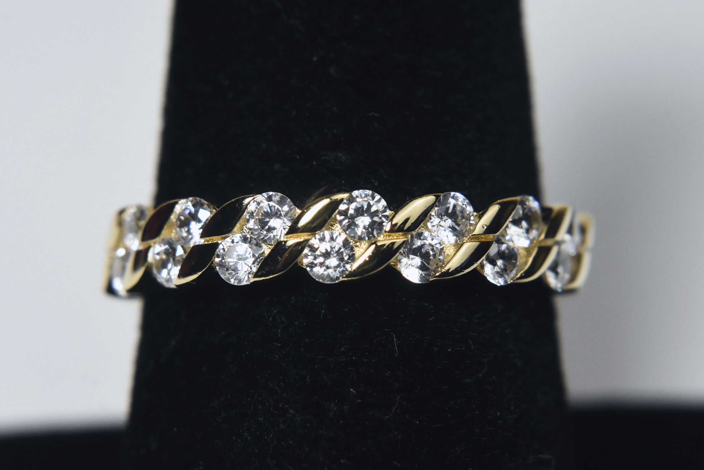 Gold Tone Sterling Silver Channel Set Ring - Size 8
