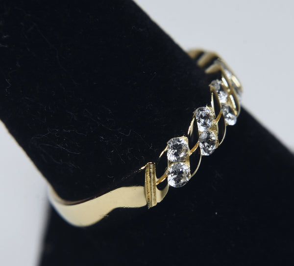 Gold Tone Sterling Silver Channel Set Ring - Size 8