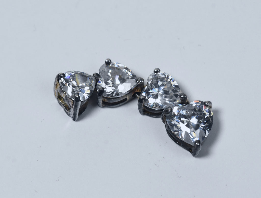 Graduated Crystal Hearts Articulated Dangle Pendant