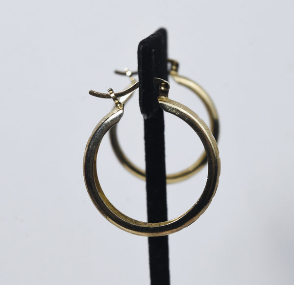 Gold Tone Sterling Silver Greek Key Hoop Earrings