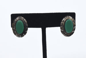 Vintage Green Bakelite Screw Back Earrings